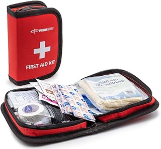 Primacare KB-7411 45 Piece Personal First Aid Kit, 6"x4"x1", with Emergency Medical Supplies, Pocket Size Essential Travel Bag, Med Kits, Red