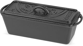 Petromax Loaf Pan with Lid, Large Cast Iron Bakeware Pan with Handles for Campfire or Home Kitchen, Pre-Seasoned, Can Also Use Lid for Cooking, 2.5 Quart