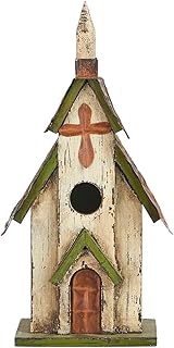 Glitzhome Distressed Church Birdhouse