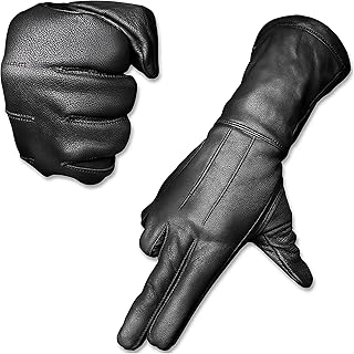 Motorcycle Black Gauntlet Gloves Unlined Cold/Wind Resistant - Medieval Renaissance Gloves - Cosplay Long Arm Cuff