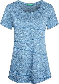 Workout Tops for Women Short Sleeve Shirts for Women Quick Dry Line Decor Yoga Tops