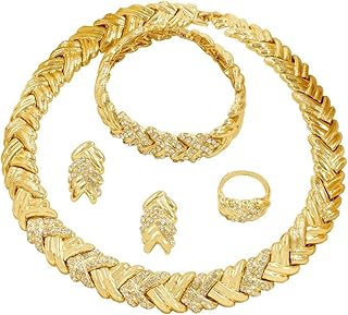 LIFFLY Crystal Gold Jewelry Set