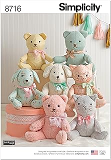 Simplicity 8716 Stuffed Animal Patterns