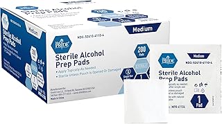 MED PRIDE Sterile Alcohol Prep Pads, Antiseptic, 70% Isopropyl, Individually Wrapped, Medical Grade 2 Ply Wipes (200 Count (Pack of 1) White)