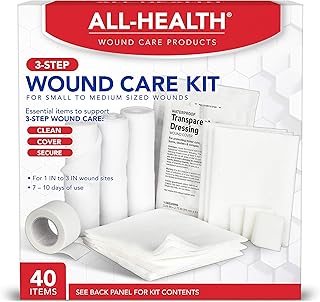 All Health Wound Care Kit & First Aid Supplies, 40 Piece | for Small to Medium Sized Wounds, Professional Use for Car, Home, Camping, Hiking and More