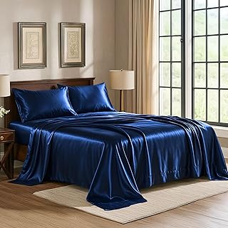 Luxury Navy Satin Sheets