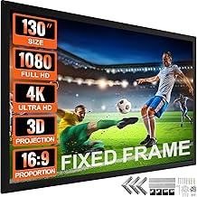 VEVOR Projector Screen Fixed Frame 130inch Diagonal 16:9 Movie Projector Screen 4K HD with Aluminum Frame Projector Screen Wall Mounted for Home Theater Office