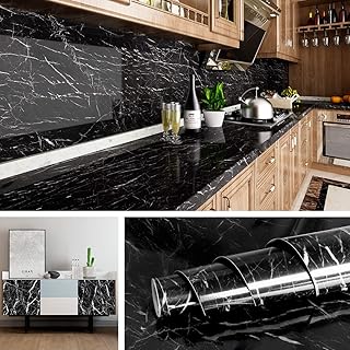 Livelynine Black Marble Contact Paper