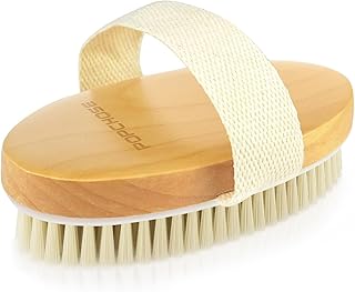 POPCHOSE Dry Brushing Body Brush, Natural Bristle Dry Skin Exfoliating Brush Body Scrub for Flawless Skin, Cellulite Reduction, Lymphatic Drainage and Blood Circulation Improvement