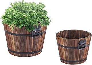 Rustic Wooden Planters Set