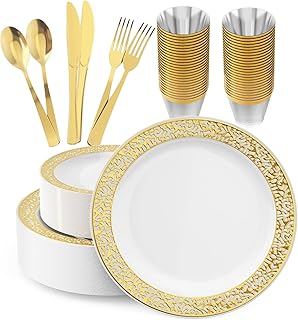 Gold Plastic Dinnerware Set