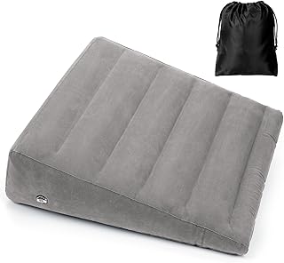 Inflatable Wedge Pillow for Sleeping, Portable Travel Wedge Pillow for Sitting in Bed, Inflatable Wedge Pillows for Travel, Blow Up Under Knee Pillow