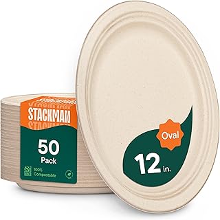 Stack Man Compostable Oval Plates