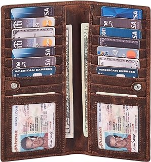 RFID Leather Bifold Long Wallet