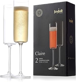 JoyJolt Claire Crystal Flutes
