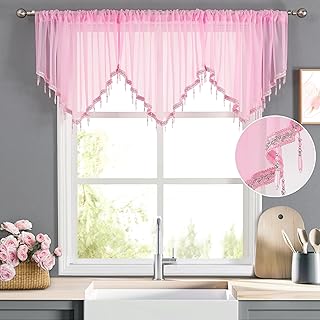 WUBODTI Pink Beaded Tassel Valance