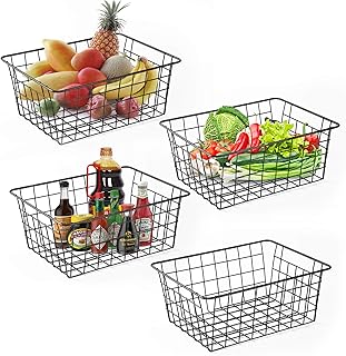 4-Pack Black Wire Storage Baskets