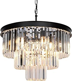 9-Light Black Crystal Chandelier