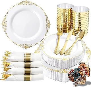 Nervure 350PCS Gold Dinnerware Set