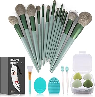 22-Piece Green Makeup Brush Set