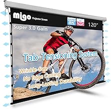 Migo 120 inch Pull Down Projector Screen, Soft White Super 3.0 Gain 16:9 4K Ultra HD Tab-Tensioned Ceiling Mount Projector Screen for Long Throw or Short Throw Projector Movie Home Theater Cinema