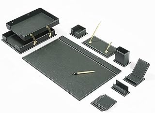 MOOGCO Bonded Set - Desk Accessories - Leather Desk Organizer - Bonded Leather Set - Office Desk Accessories - Home Office Accessories - Desk Supplies - Leather Desk Set - Office Accessories