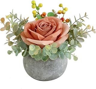 Artificial Silk Rose with Pot