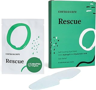 CorneaCare Rescue: Hydrogel Self Cooling Compress | Cold Eye Masks for Puffy Eyes | Self Cooling Eye Compress for Fast Relief | Travel Ready | 6 Count