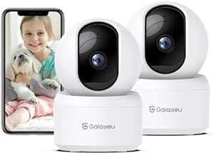 GALAYOU Indoor Security Camera 2K, Pet Camera, 360 Degree 2.4G WiFi Home Security Camera for Baby/Elder/Nanny with Night Vision, 24/7 SD Card Storage, Works with Alexa and Google Assistant G2-2Pack