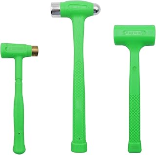 GRIP 3 pc Deadblow Multi-Purpose Hammer Set - 12 oz Brass Hammer, 1 lb Ball Peen Hammer, 1/2 lb Deadblow Mallet - Metal Shaping - Home, Garage, Workshop