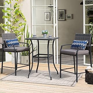 JOIVI Outdoor Wicker Bar Set