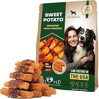 Beloved Pets Dog Treats Sweet Potato Wrapped with Chicken 10.6 oz & Pet Natural Chew - Grain Free Dried Snacks in Bulk - Best Twists for Training Small & Large Dogs - Made for USA