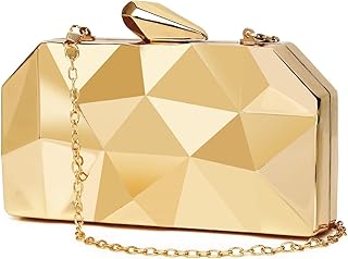 WIOLETA Gold Geometric Clutch