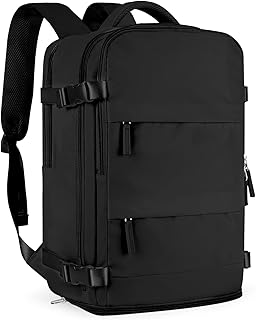 coofay Large Black Travel Backpack For Women Men Airline Approved Carry On Backpack Flight Approved Waterproof Sports Luggage Backpacks Casual Daypack Small Hiking Backpacks