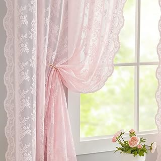 YANJUN Pink Lace Curtains