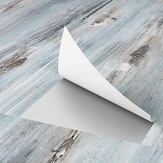 FunStick 6"x36" Reclaimed Wood Peel and Stick Floor Tile Waterproof Peel and Stick Flooring Wood Planks for Walls Blue Vinyl Plank Flooring for Bedroom Bathroom Kitchen RV Laminate Flooring 5 Sheets