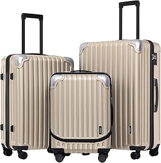 Grace Luggage Sets Hardshell Suitcase with Wheels, Sturdy Large Suitcase Tsa Lock 20 Inch Expandable Carry on 24 Inch 28 Inch Checked Luggage, 3-Piece Set (20/24/28), Champagne