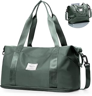 Travel Duffel Bag,Sports Tote Gym For Spirit Airlines Personal Item Bag 18x14x8 Foldable,Carry on Shoulder Expandable Weekender Overnight for Women,Green