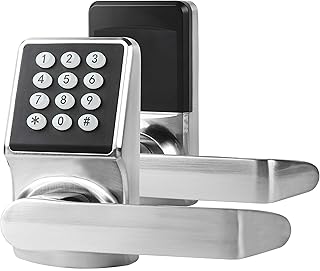 Cielsa Dawn Electronic Door Lock with Door Handle,Keypad Door Lock with Handle,Smart Locks for Front Door Keyless Entry Digital Knob with Code-Fob-Key(Brushed Nickel,1pack)