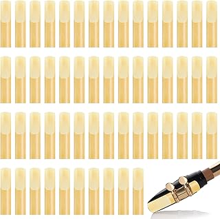 50 Pcs Alto Saxophone Reeds Sax Reeds Size 2.5, Strength 2 1/2 Clarinet Bamboo Reeds with Protective Cover for Soprano Alto Woodwind Musical Instrument Accessories Beginners Educators Students