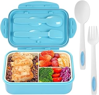 LOVINA Bento Boxes for Adults - 1100 ML Bento Lunch Box Container For Kids With Spoon & Fork - Durable Perfect Size for On-the-Go Meal, BPA-Free and Food-Safe Materials(Blue)