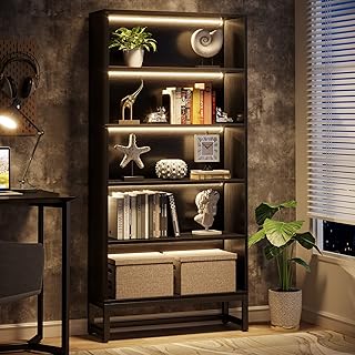 Tribesigns LED-Lit Tall Bookcase