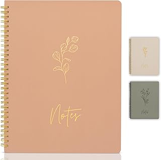 Aesthetic Spiral Notebook Journal For Women - Cute Modern Pink 10.5" x 8.5" College Ruled Notebook With Large Pockets And Lined Pages - Perfect to Stay Organized and Boost Productivity at Work or