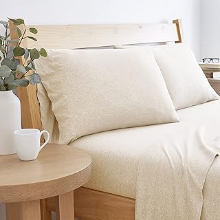 Road Trip America Jersey Knit Sheet Set - 4 Pieces Queen Cotton Sheets Set - Soft Cozy Stretchy Knit Bed Linen (Oatmeal, Queen)