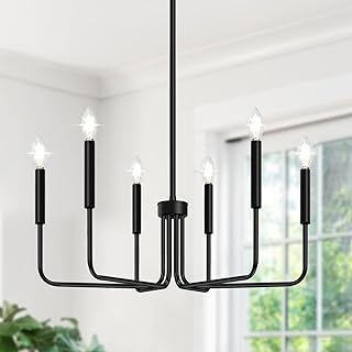 6-Light Farmhouse Black Chandelier