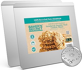 Baker's Secret 2pcs Pure Aluminum Insulated Cookie Sheet Commercial Grade, Baking Tray for Oven 100% Recycled Cookie Sheet Extra Thick - The Natural Collection