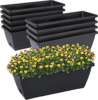 Black Rectangular Window Box Planters