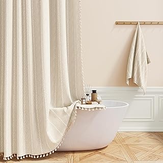 Boho Farmhouse Linen Shower Curtain