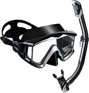 Adult Pano 3 Scuba Diving Mask, Tempered Glass Snorkel Mask Anti-Fog Swim Mask No Leakage Swim Goggles with Nose Cover Snorkeling Gear for Snorkeling, Freediving, Swimming