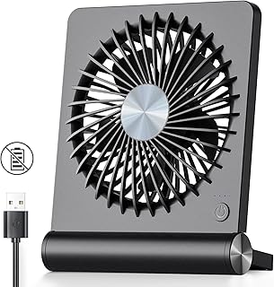 Koonie USB Fan, Strong Wind Ultra Quiet Small Desk Fan 220° Tilt Folding 3 Speeds Adjustable USB-C Corded Powered Personal Fan for Home Office Desktop Black